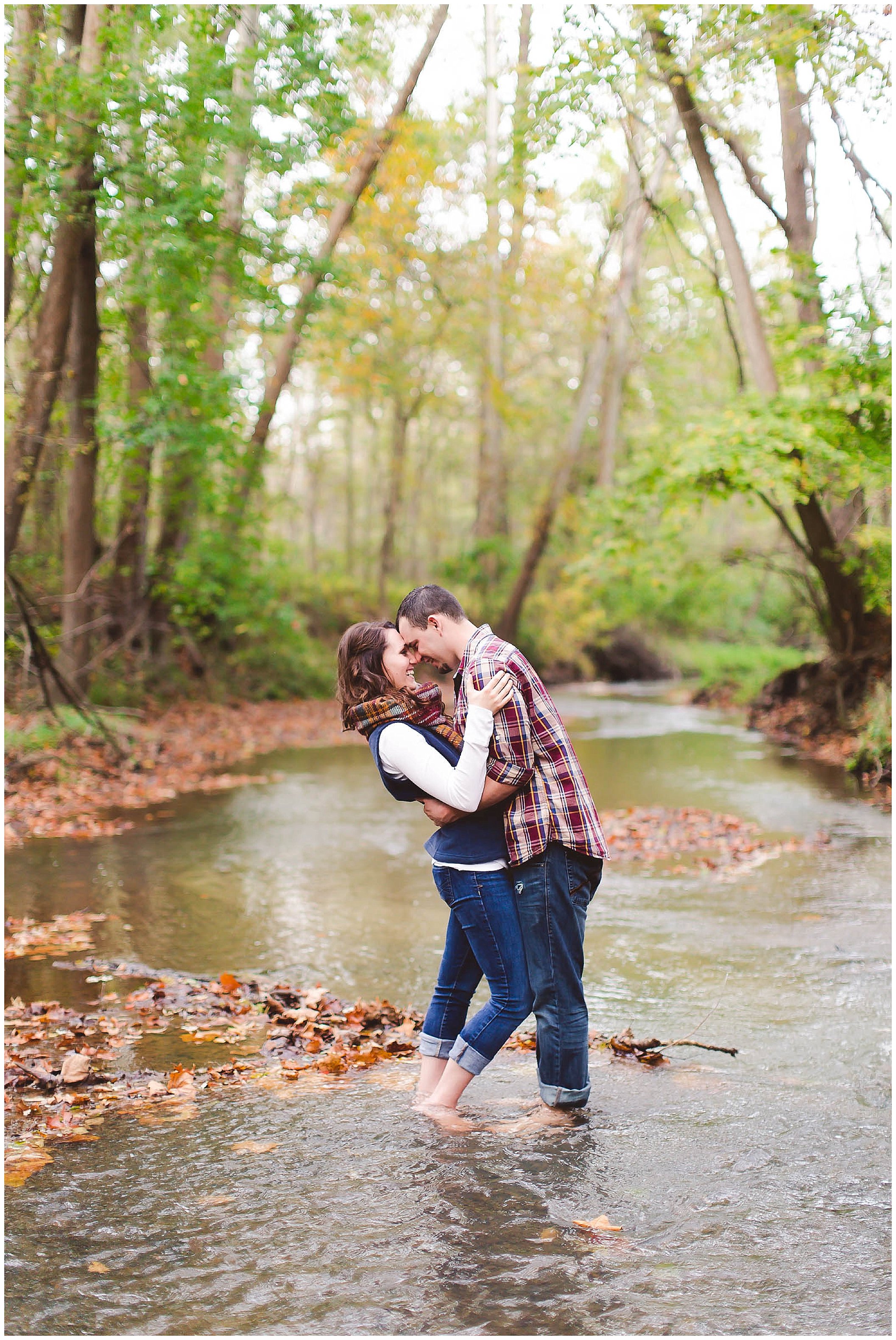 Cozy fall engagement session in a river, Fort Wayne Wedding Photographer_0008.jpg