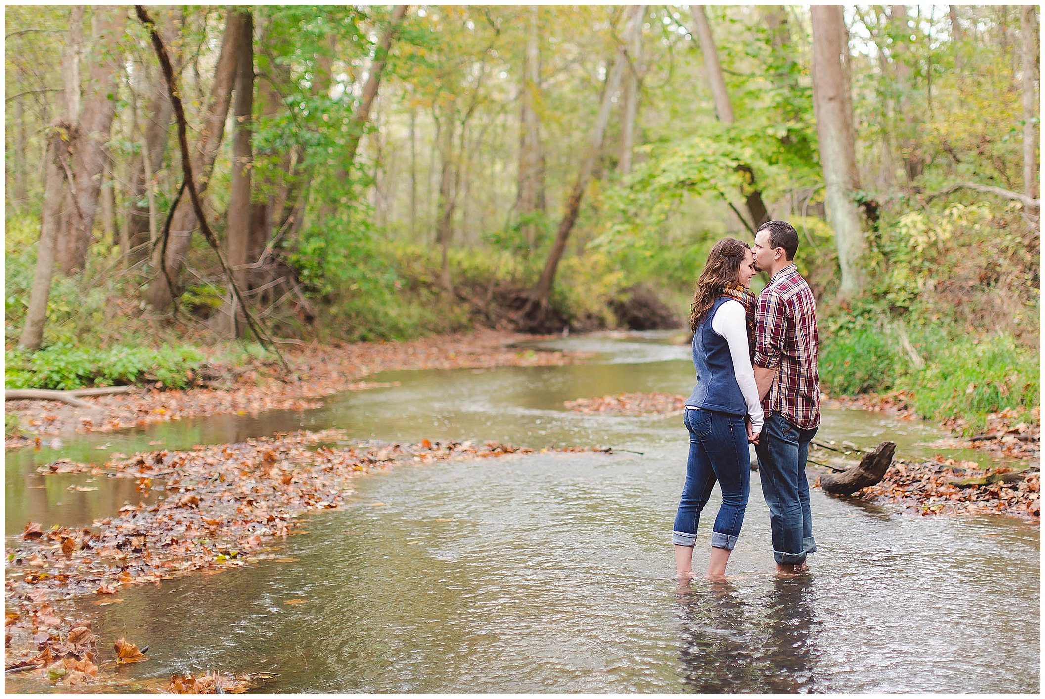Cozy fall engagement session in a river, Fort Wayne Wedding Photographer_0012.jpg
