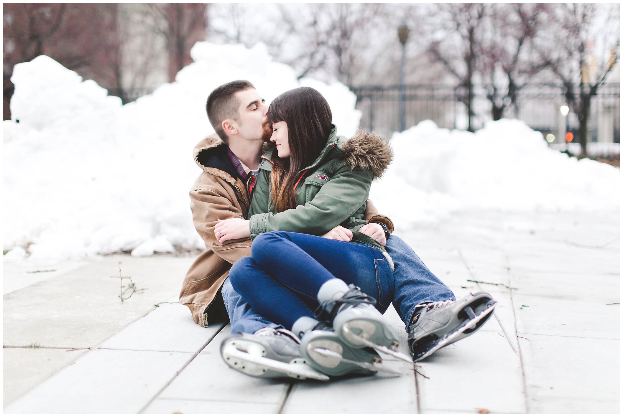 Adorable snowy engagement session at an ice rink while ice skating, Fort Wayne Wedding Photographer_0006.jpg
