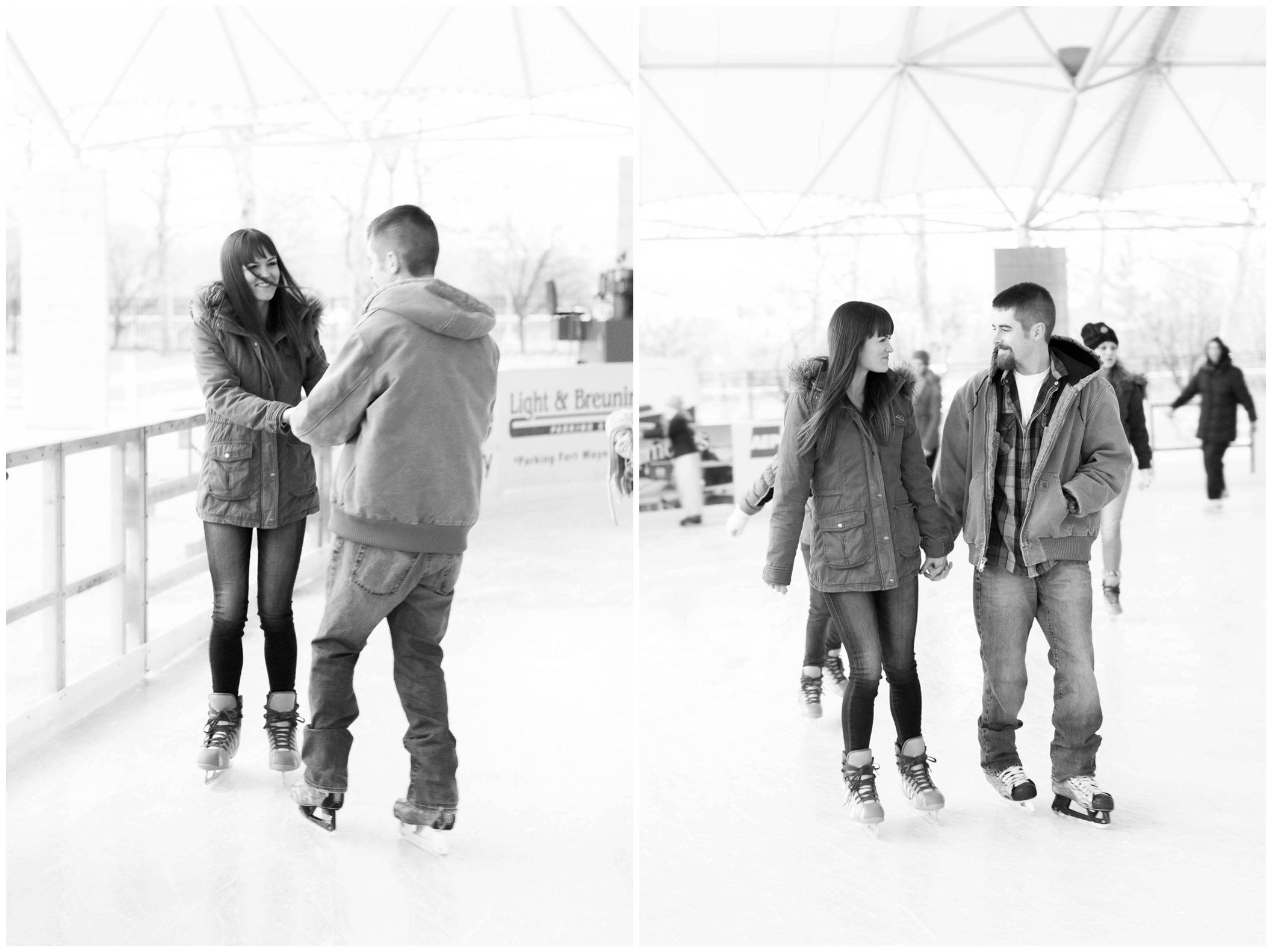 Adorable snowy engagement session at an ice rink while ice skating, Fort Wayne Wedding Photographer_0032.jpg