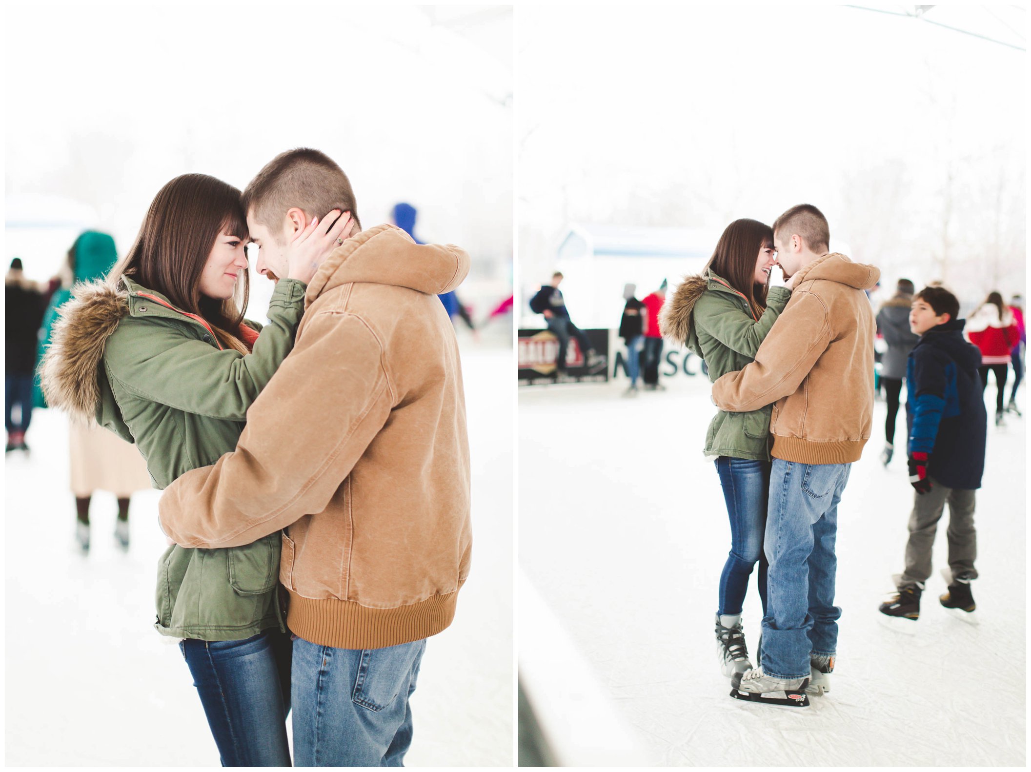 Adorable snowy engagement session at an ice rink while ice skating, Fort Wayne Wedding Photographer_0035.jpg